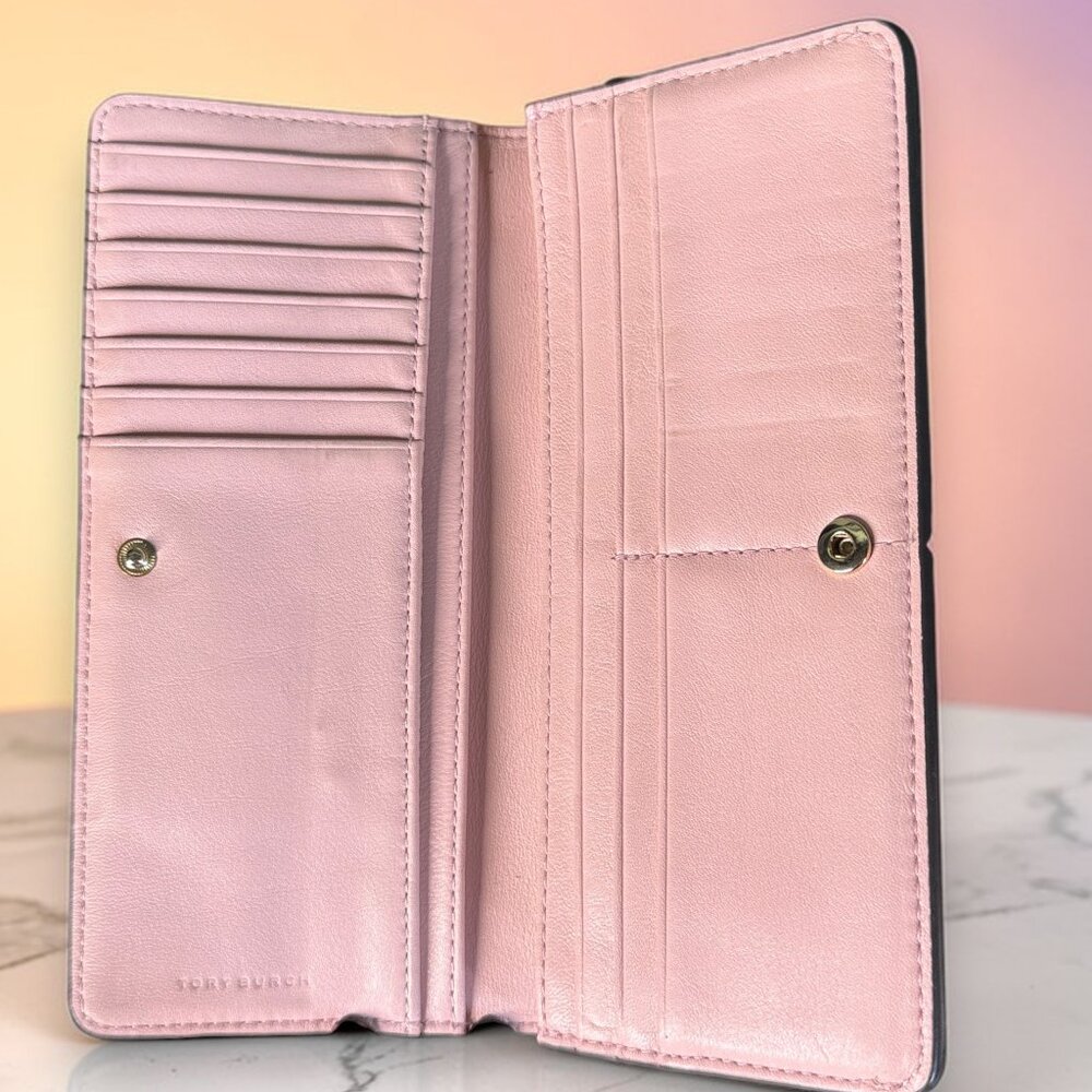 Tory Burch Hicks Garden Party Leather Snap Long Wallet with Tory Burch Dust bag - Picture 5 of 15